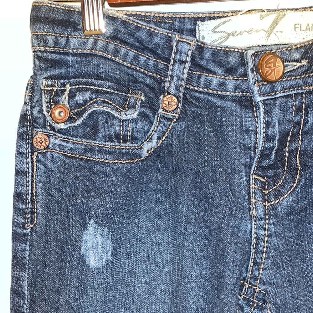 Seven7 Flare Distressed Jeans - Picture 4 of 12
